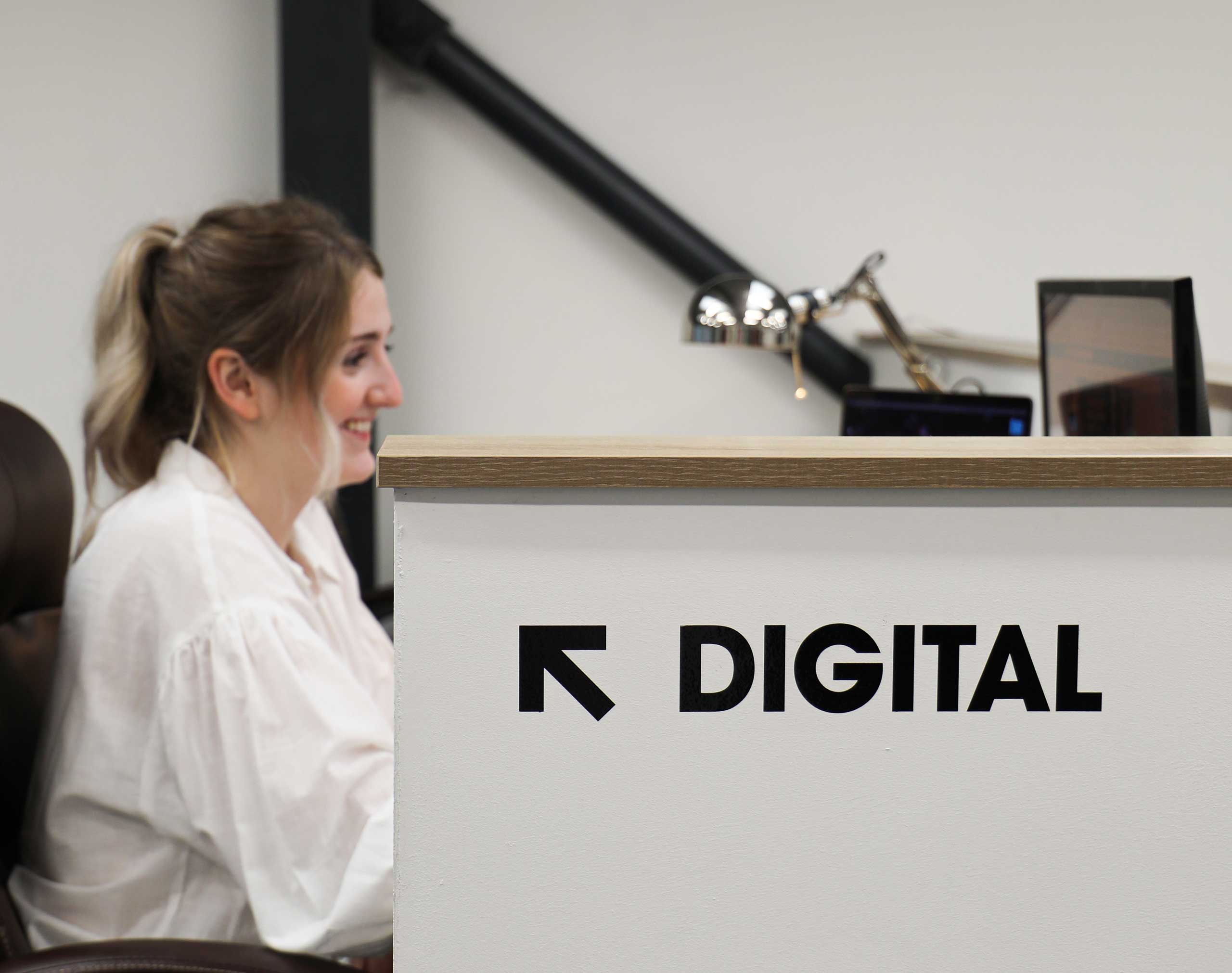 Working at a desk in our digital department